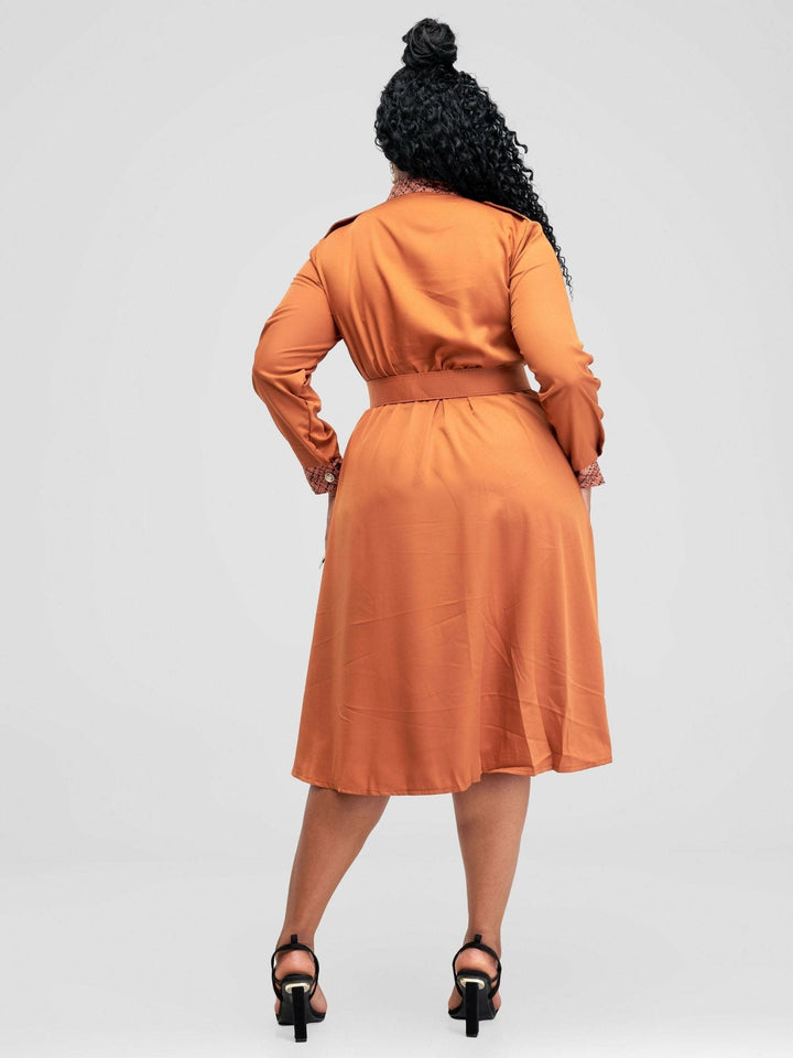 Stylish Sisters Midi Dress - Brown - Shopzetu