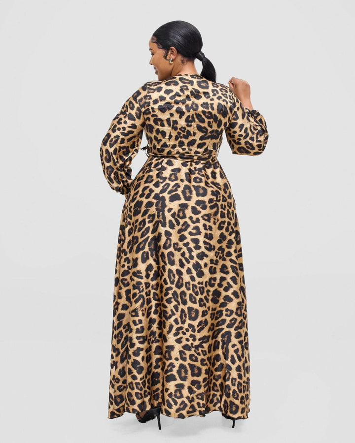 Stylish Sisters Animal Print Dress - Brown / Black - Shopzetu