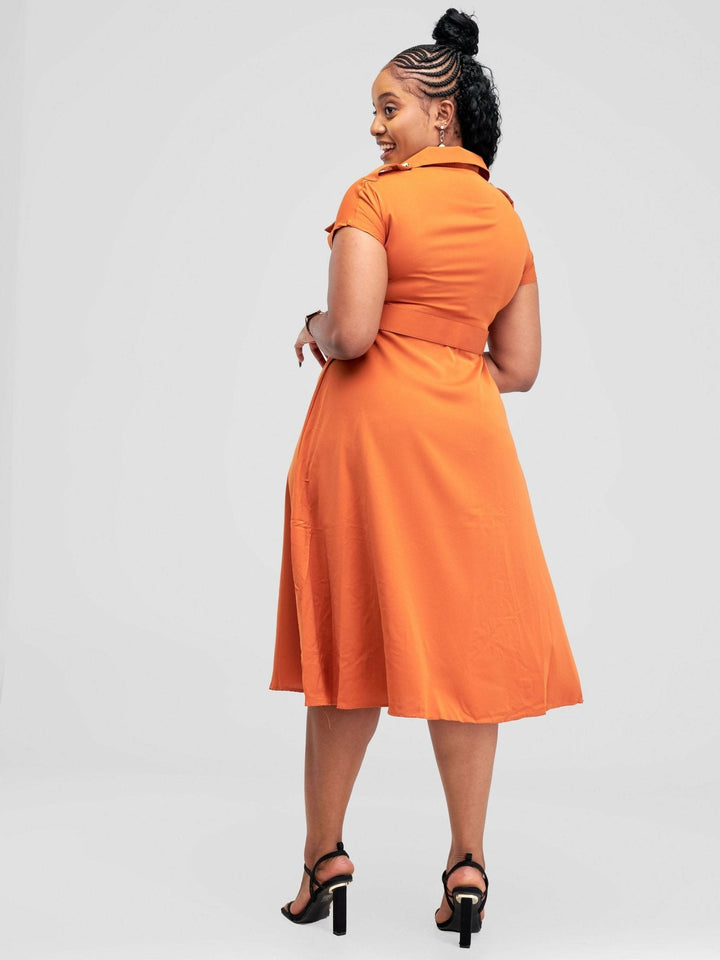 Stylish Sisters Midi Dress - Orange - Shopzetu