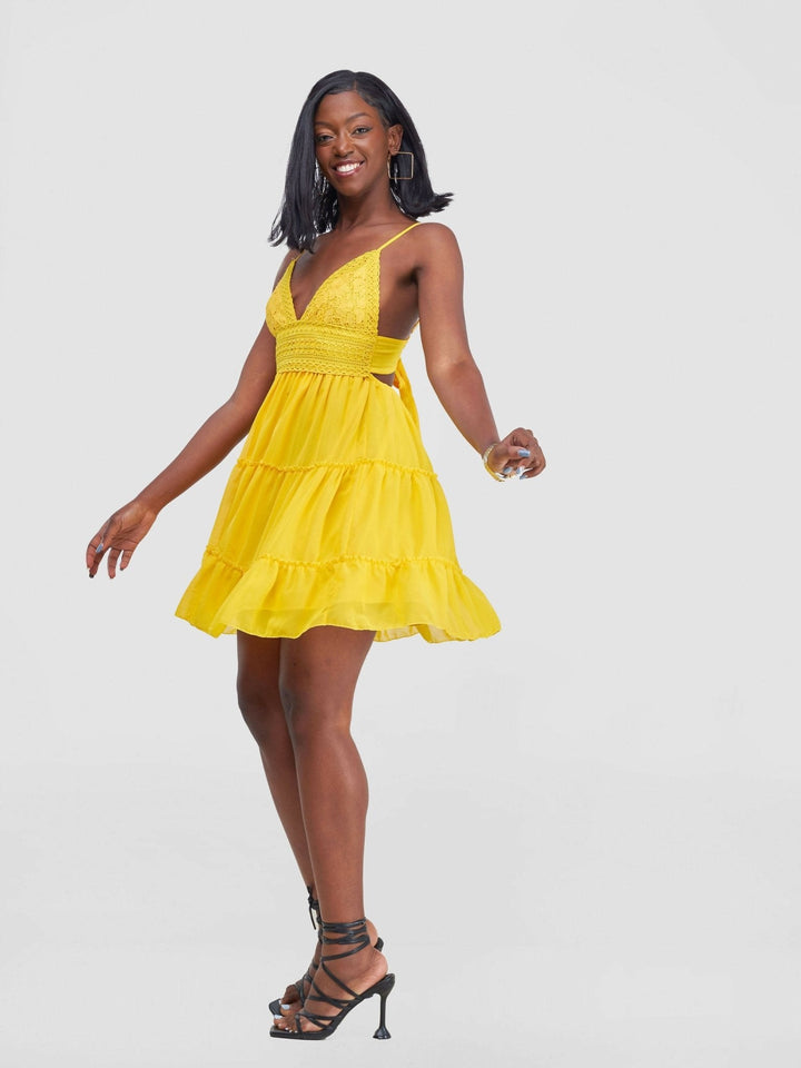 Stylish Sisters Mini Dress - Yellow - Shopzetu