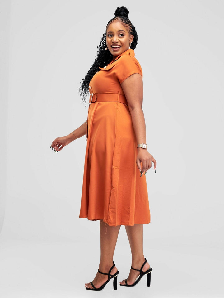 Stylish Sisters Midi Dress - Orange - Shopzetu