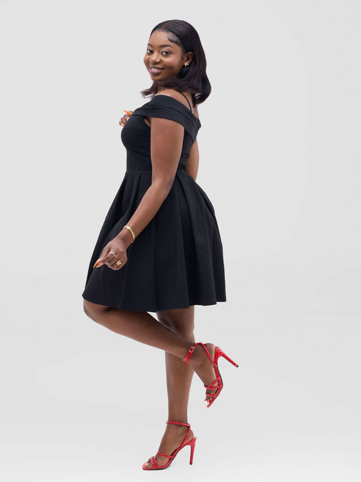 Stylish Sisters Skater Dress - Black - Shopzetu
