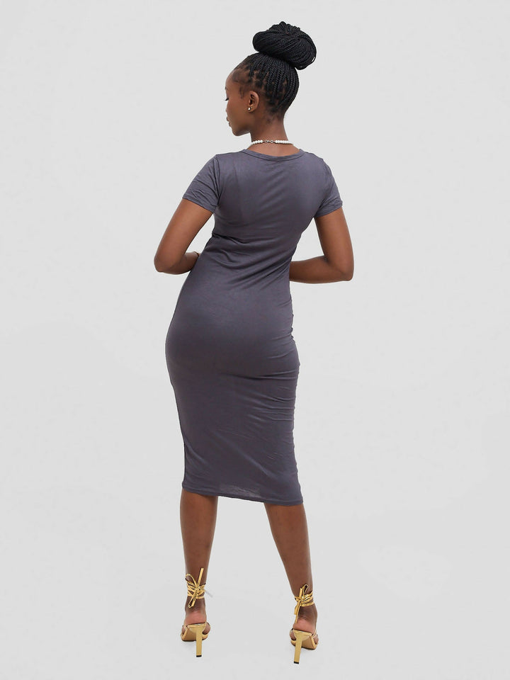 Stylish Sisters Light Weight Bodycon Dress - Dark Grey - Shopzetu