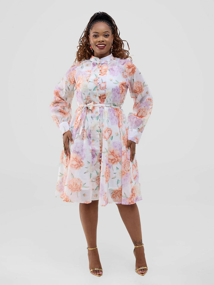 Stylish Sisters Floral Skater Dress - Multicolored - Shopzetu