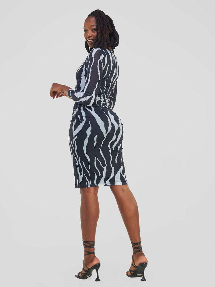 Bodycon Monochrome Dress - Black / Light Grey