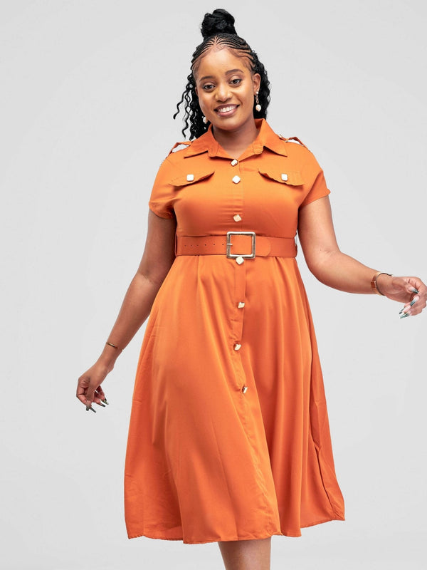 Stylish Sisters Midi Dress - Orange - Shopzetu