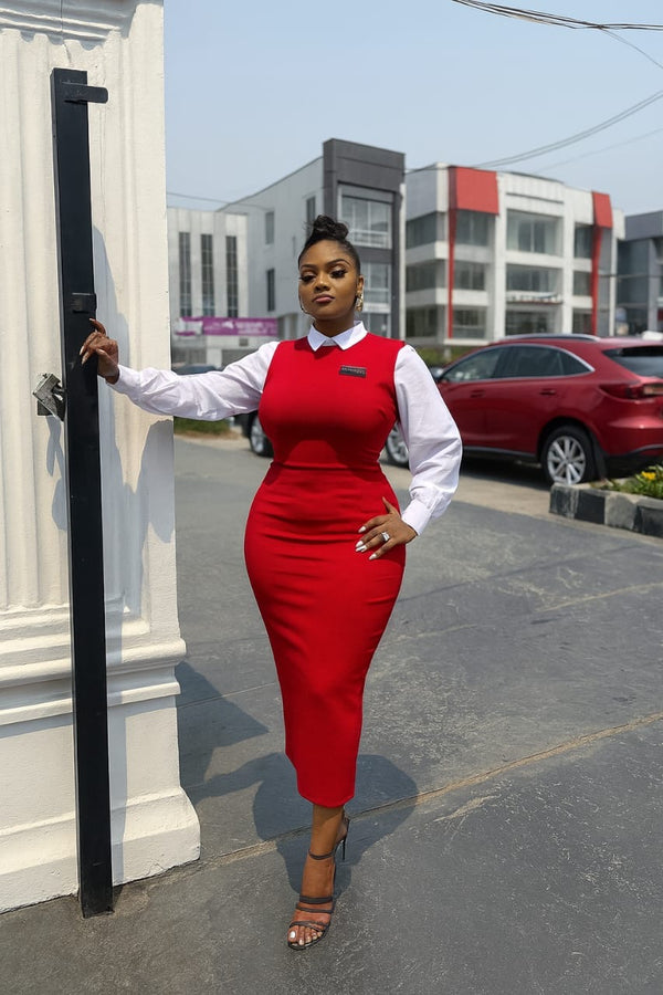 Long Official Bodycon Dress - Red