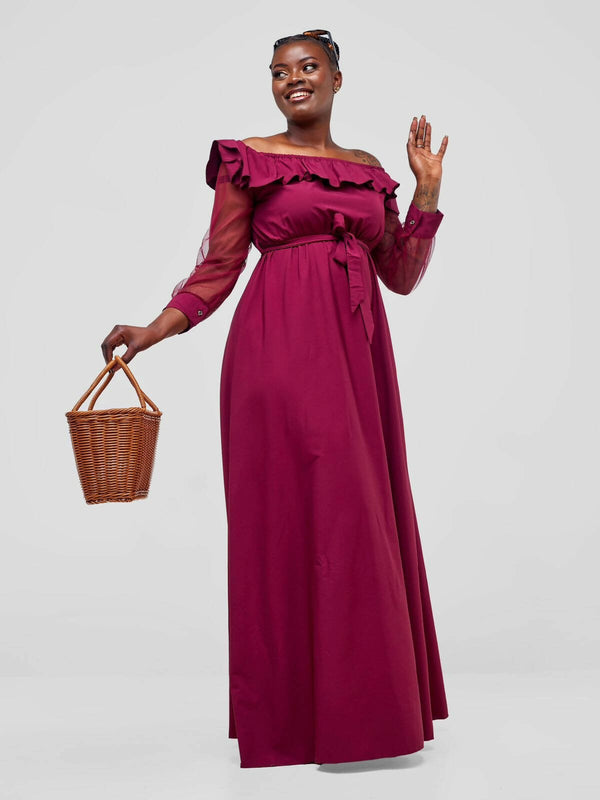 Stylish Sisters Maxi Dress - Maroon - Shopzetu