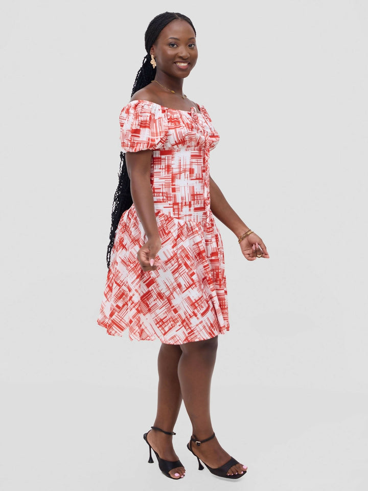Stylish Sisters Jane Skater Dress - Red / White - Shopzetu
