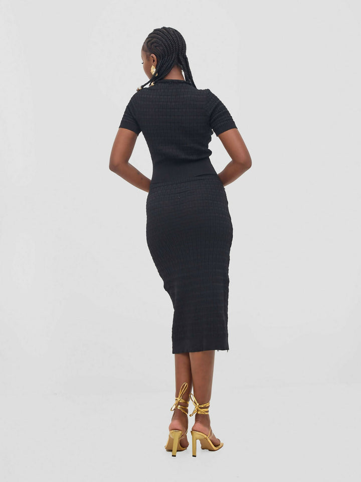 Stylish Sisters Fancy Bodycon Dress - Black - Shopzetu