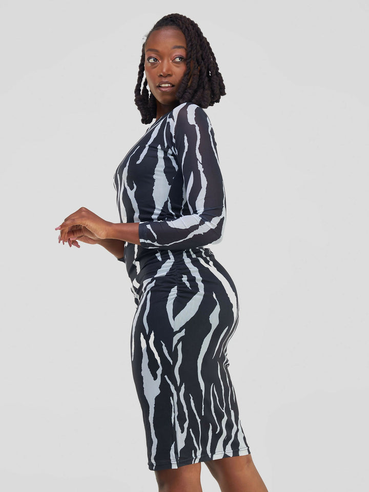 Bodycon Monochrome Dress - Black / Light Grey